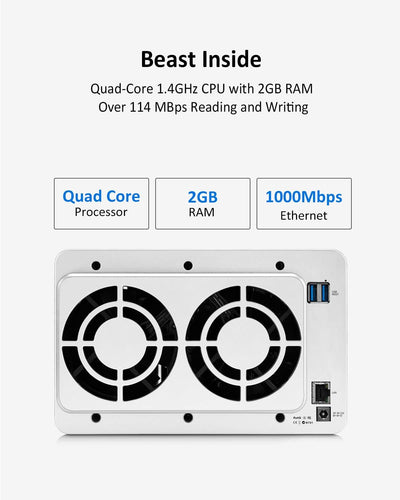 TERRAMASTER F4-210 4 Bay NAS Quad Core 2GB RAM Raid Gehäuse Medienserver Persönliche Cloud Speicher