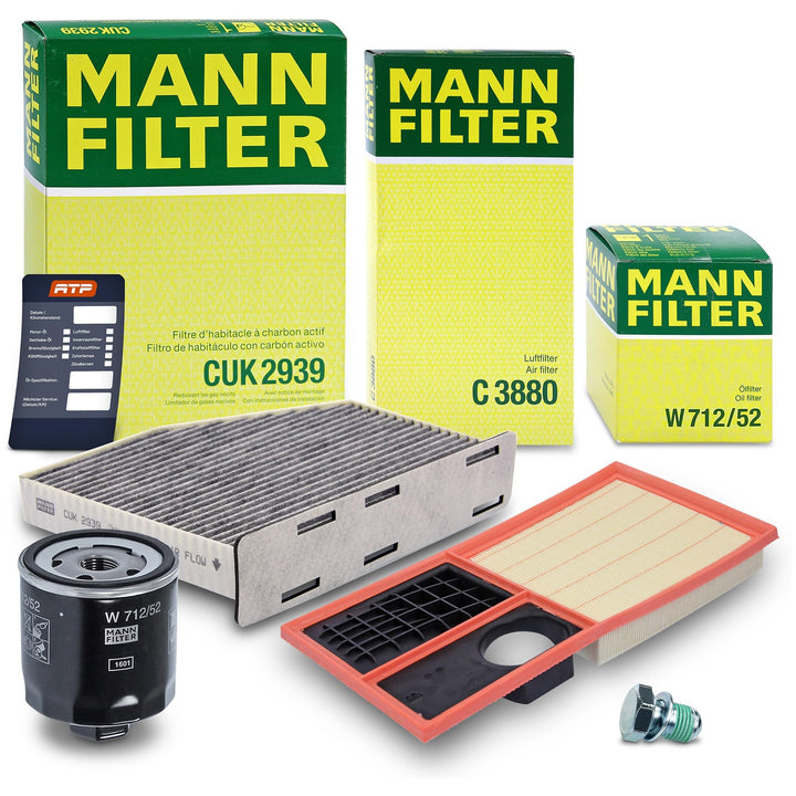 1x MANN-FILTER Ölfilter, 1x MANN-FILTER Luftfilter, 1x MANN-FILTER Innenraumfilter (Aktivkohlefilter