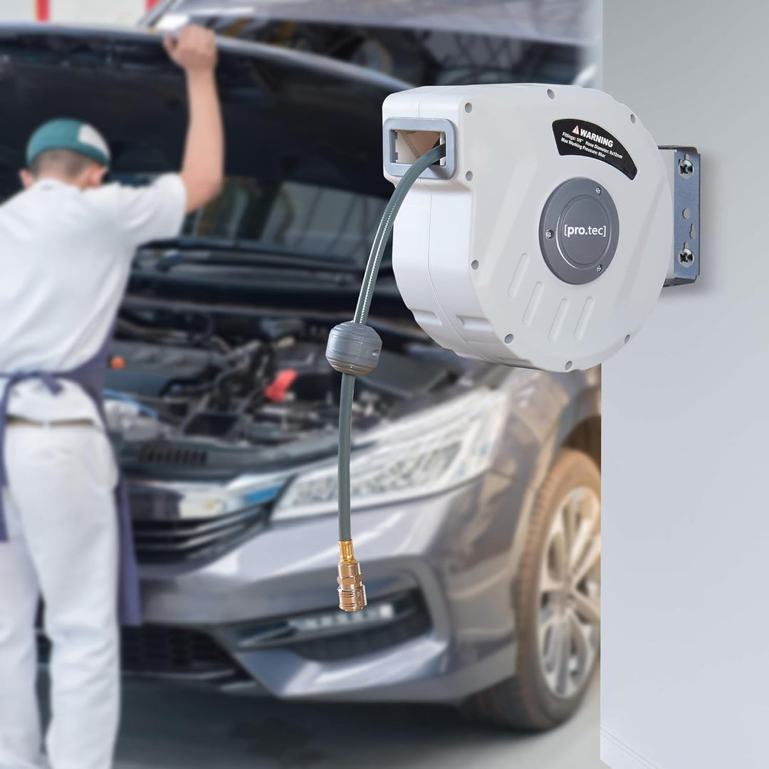 pro.tec Druckluftschlauchtrommel Nassau 180° Schwenkbarkeit Druckluftschlauch 10m + 1m Schlauchtromm