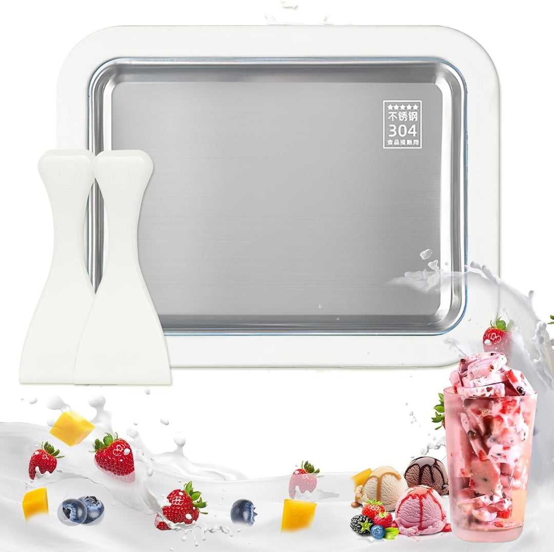 Eisplatte zum Eis Machen, Kommt mit 2 Spateln Ice Cream Machine, Rolled Ice Cream Maker, Eis Platte
