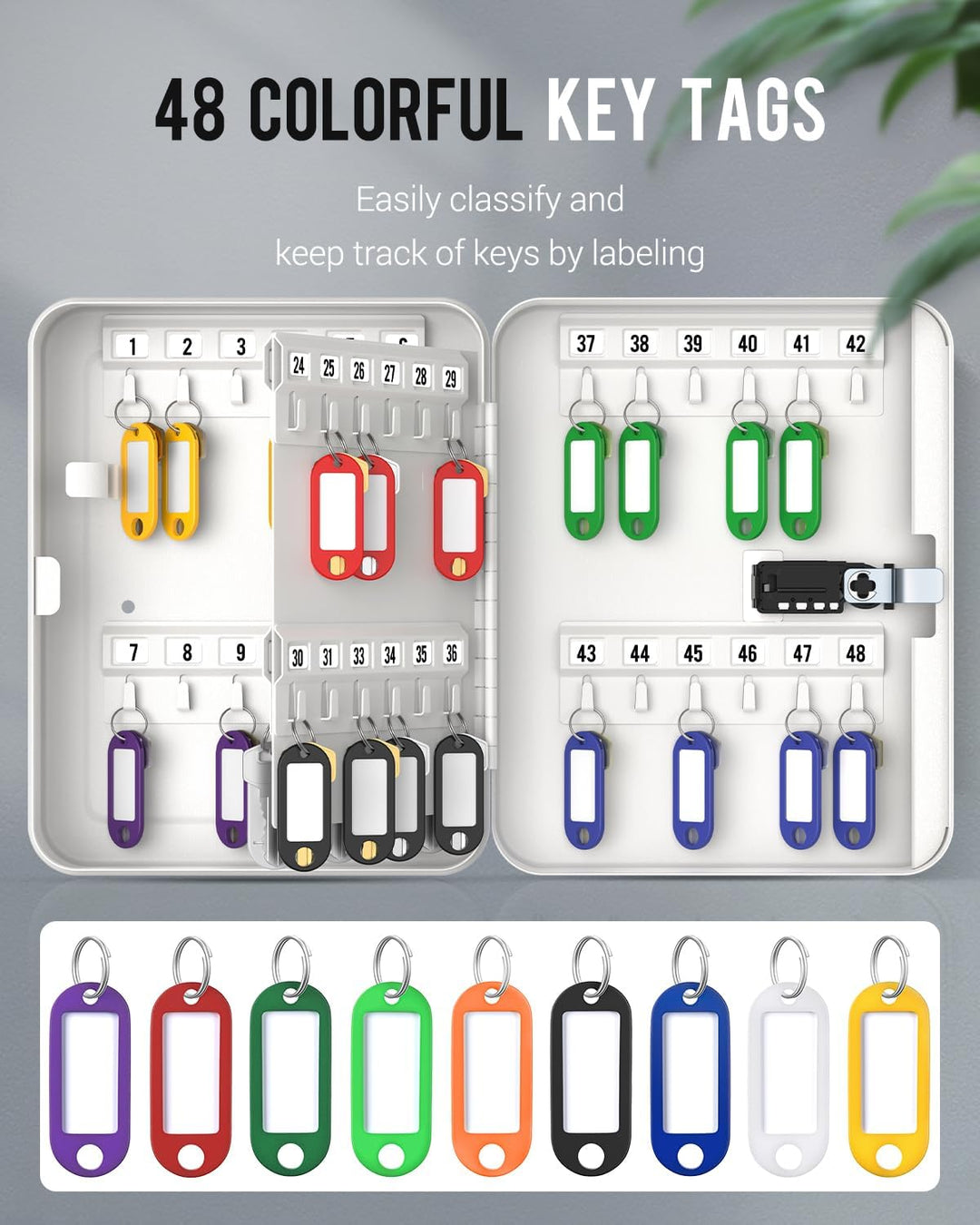 Uniclife 48 Position Schlüssel Kabinett mit Kombination Lock Resettable Weiss Digital Security Stora