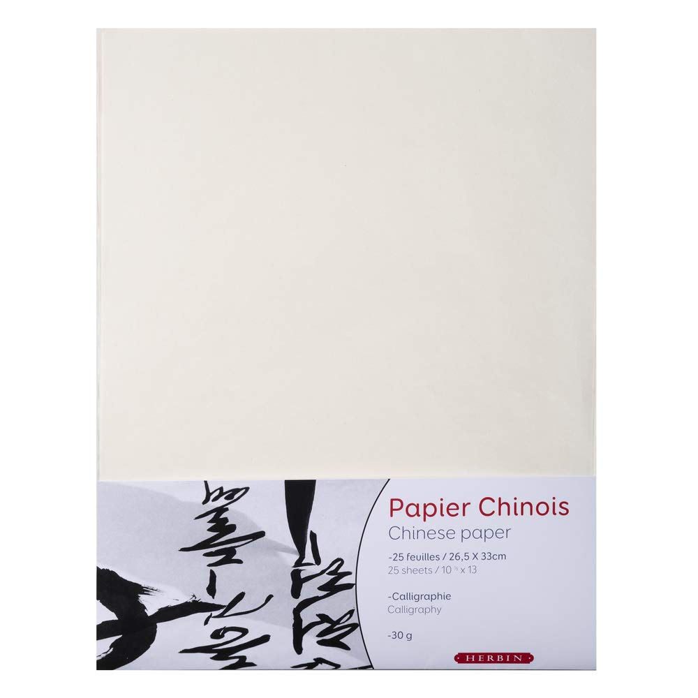 J.Herbin Herbin 90400T - Pack mit 25 Blatt chinesisches Papier, ideal für Kalligraphie, 26,5x33 cm,