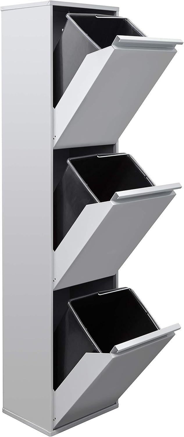 ARREGUI Basic CR302-B Mülltrennsystem aus Stahl | 3 Fächer Mülleimer für die Küche | 3 Fach Abfallei