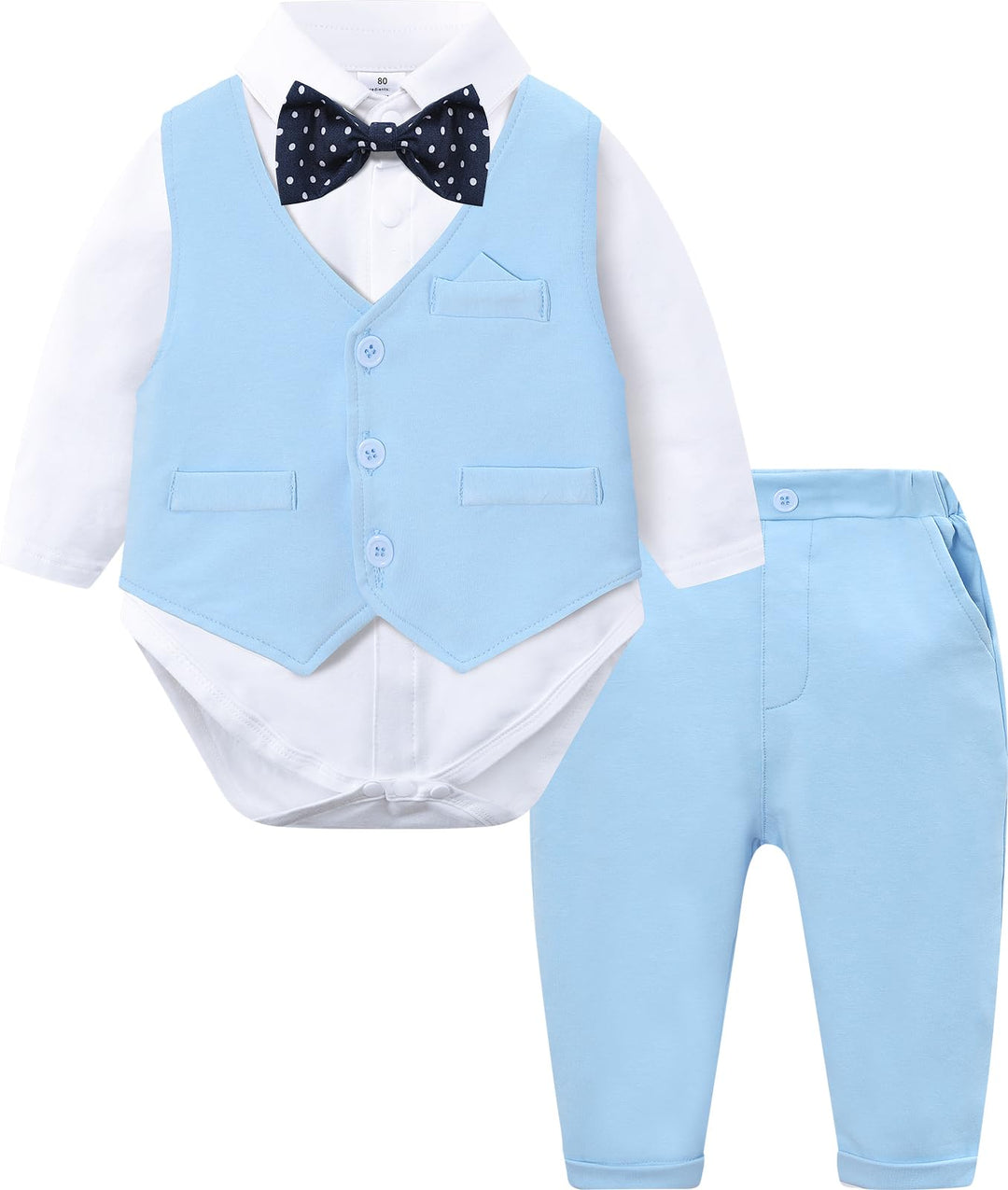 mintgreen Baby Anzug Junge, 3 Stück Formelles Outfit Taufanzug Gentleman Smoking Shirt & Weste + Hos