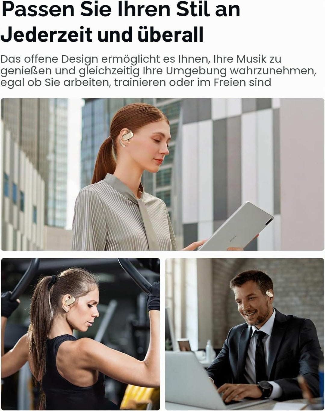 SANOTO Open Ear Kopfhörer Bluetooth 5.3, Touch Controlled Air Conduction Ohrhörer Kopfhörer Kabellos