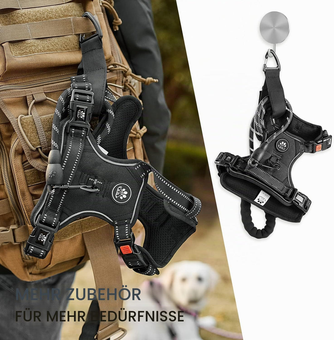 NESTROAD Hundegeschirr Kleine Hunde Schwarz, Anti Zug Geschirr Gepolstert Brustgeschirr für Kleine H
