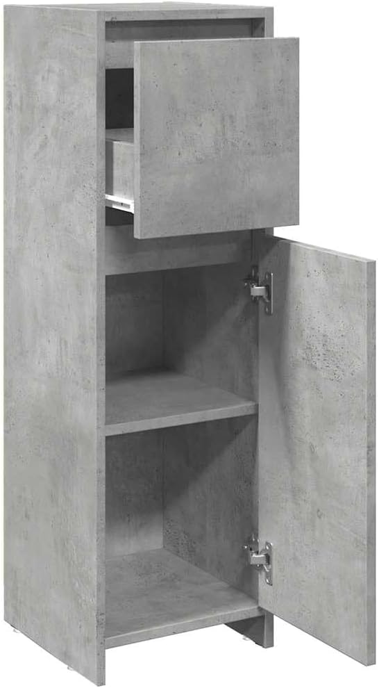 vidaXL Badezimmerschrank Betongrau 30x30x95 cm Holzwerkstoff, Badezimmermöbel, Badschrank, Toiletten