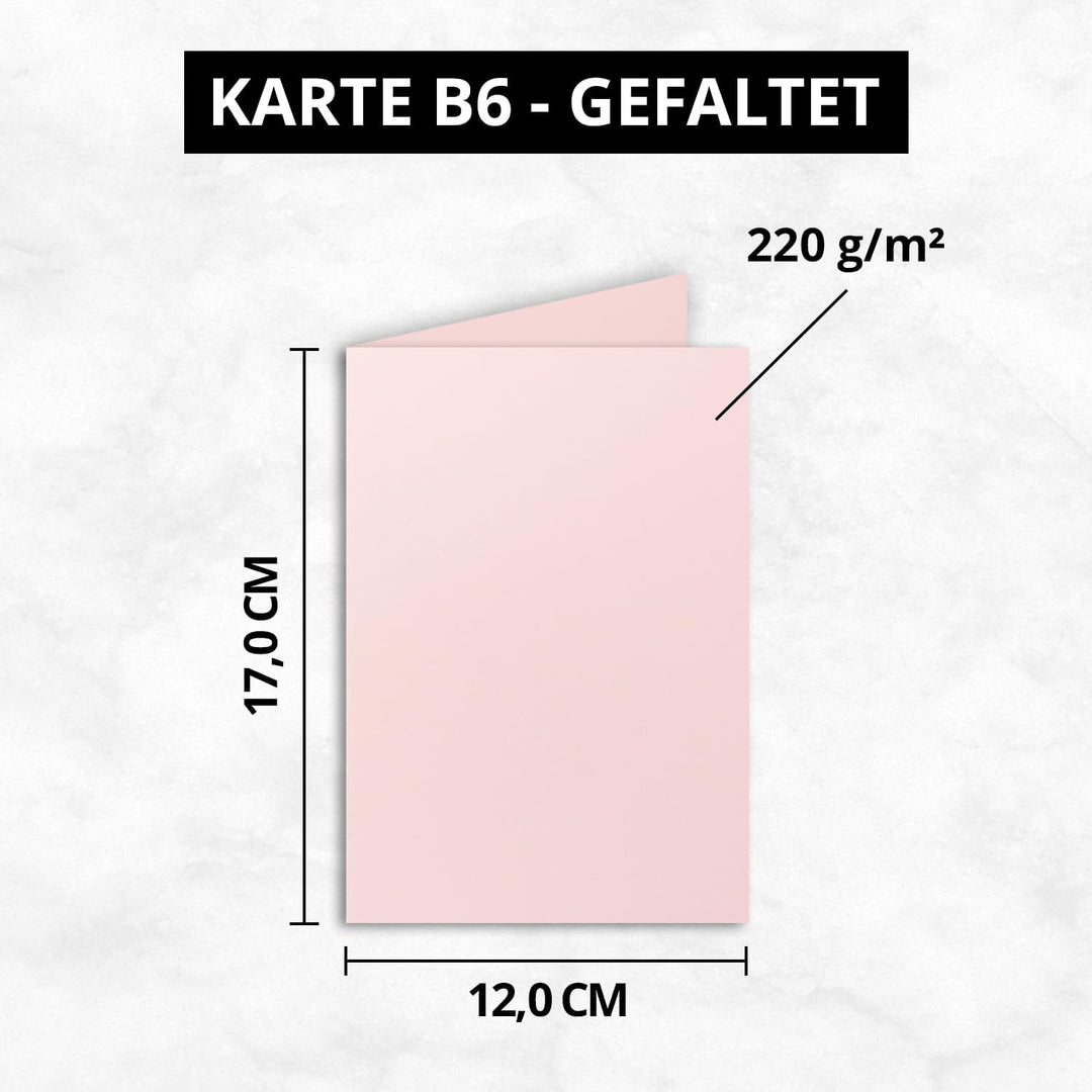 500 Faltkarten B6 - Rosa - Blanko Doppel-Karten - 12 x 17 cm - sehr formstabil - für Drucker geeigne