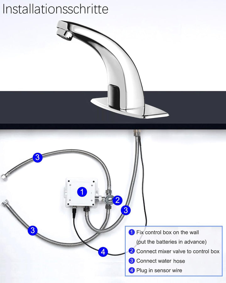 Wasserhahn mit Sensor Bad Infrarot Warm Kaltwasser Wasserhahn Automatik Waschtischarmatur Waschbecke