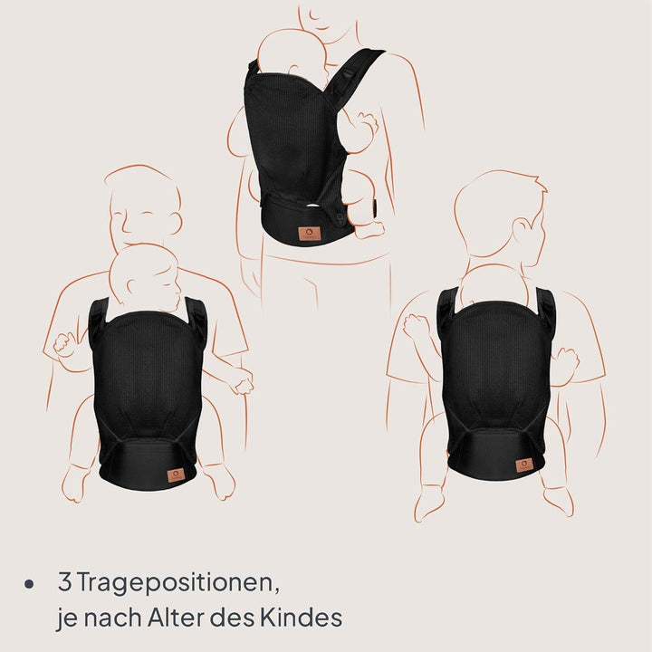 Lionelo Margareet Air Ergonomische Babytrage für Babys von 4 Monaten bis 20 kg, 3 Tragepositionen, a