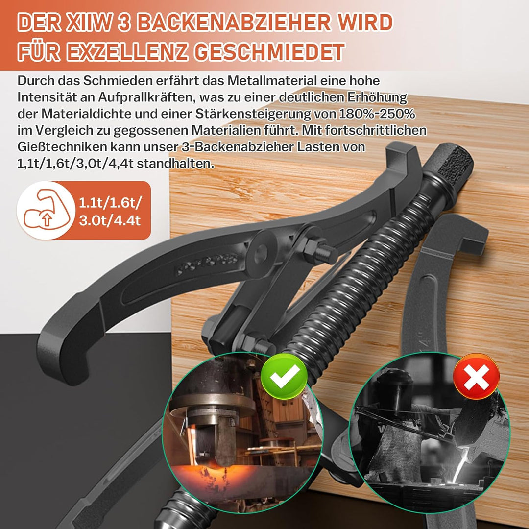 3X Lagerabzieher mit 3 arming [75+100+150mm / 3"+4"+6"] Zwei / Drei Lager Abzieher Klauenabzieher Au