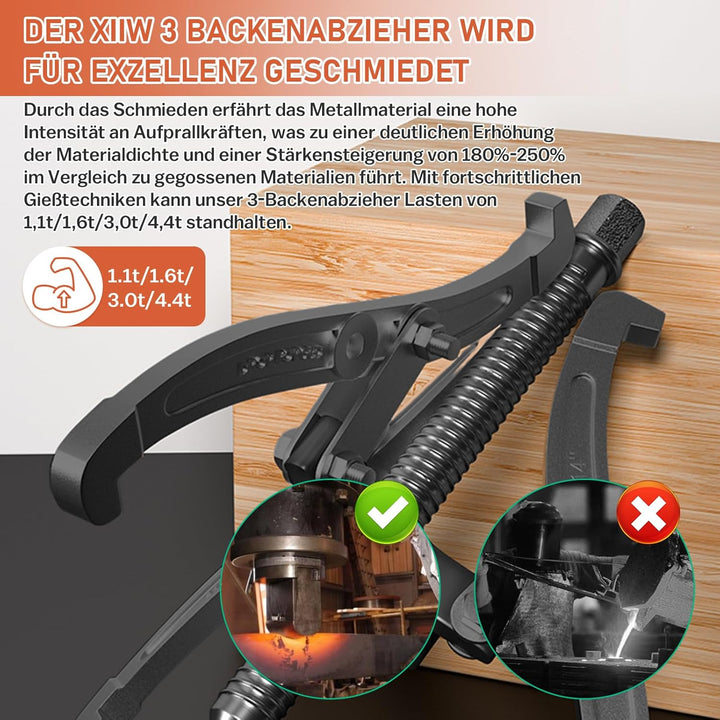 3X Lagerabzieher mit 3 arming [75+100+150mm / 3"+4"+6"] Zwei / Drei Lager Abzieher Klauenabzieher Au