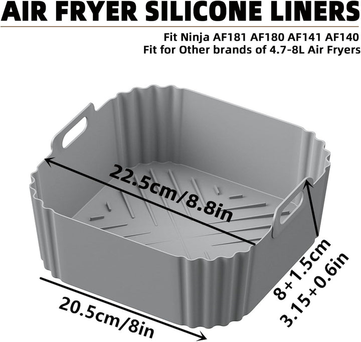 2 Stück Silikonform Heissluftfritteuse zubehör für Ninja Airfryer AF180EU 6,2L, Wiederverwendbare Ai