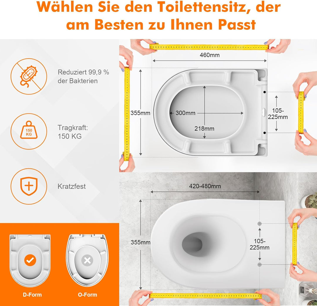 GRIFEMA Premium WC Sitz D-Form Universal – Duroplast (UF-Harz) mit keramikähnlichem Glanz – Antibakt