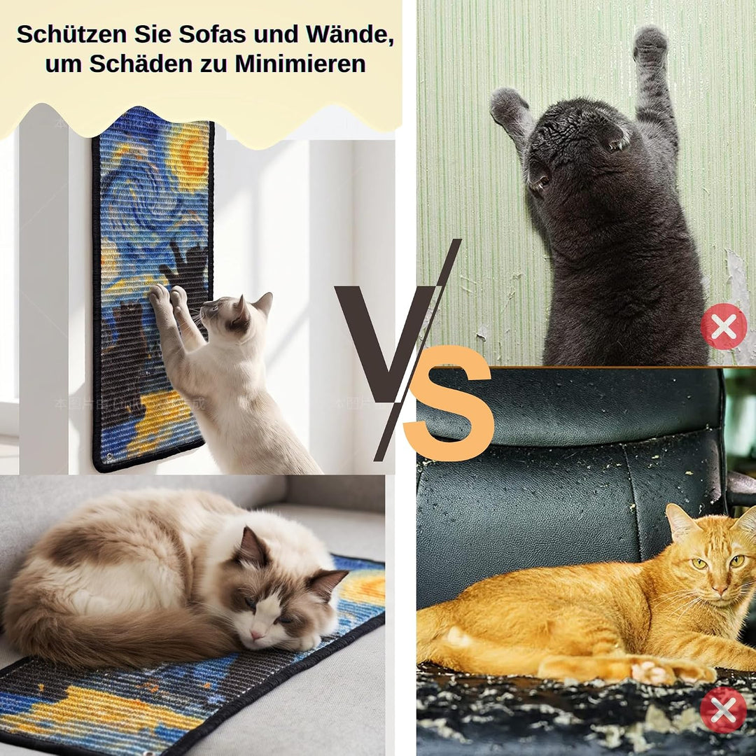 JanYoo 2 Stück Kratzmatte aus Sisal, Kratzmatte für Katzen, mit Klebeband, Katzenkratzmatte, Teppich