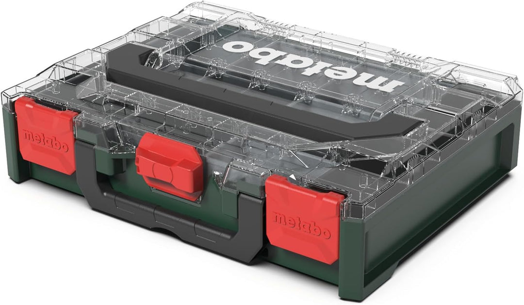 metabo metaBOX 100 S Organizer - 7,2 l Koffervolumen - Robuster Sortimentskoffer mit 15 Einsatzboxen