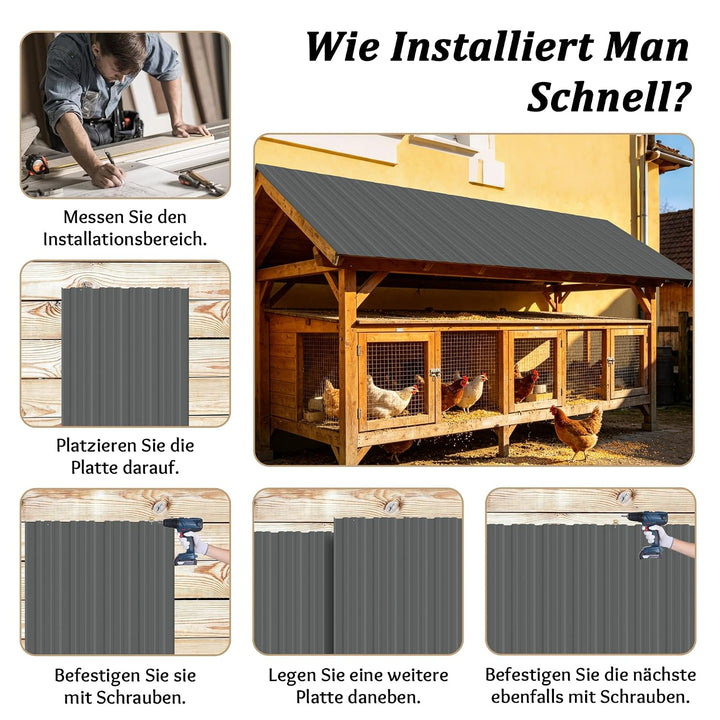 Thanaddo 15er Set Trapezblech Profilblech Dachblech, 0,25mm Verzinkter Stahl mit vorgebohrten Löcher