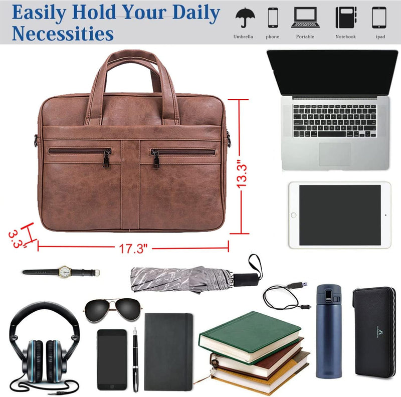 seyfocnia Laptoptasche aus Leder für Herren, 15,6 Zoll 17,3 Zoll Messenger, Aktentasche, Business-Ta