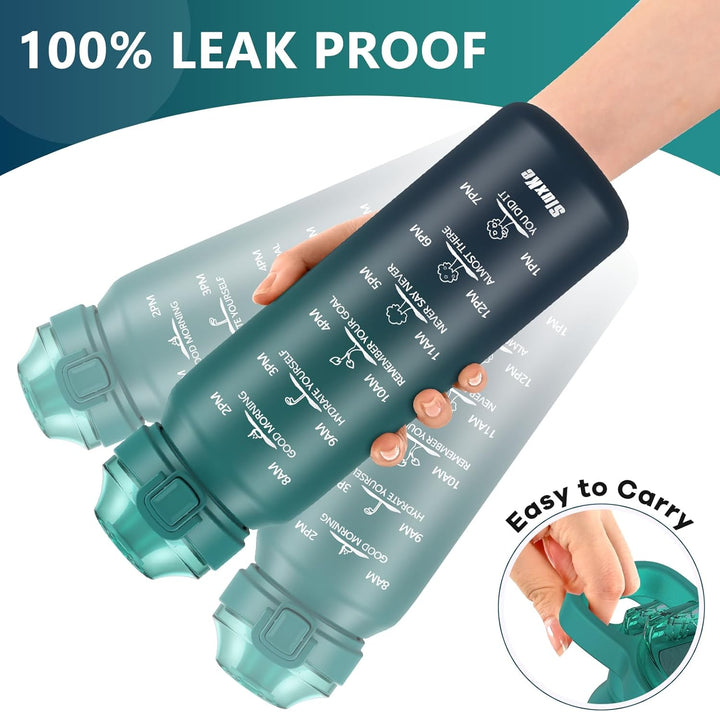 SLUXKE Trinkflasche Edelstahl 1L, Sport Thermosflasche mit Handle, 1000ml BPA freie 18/10 Edelstahlf