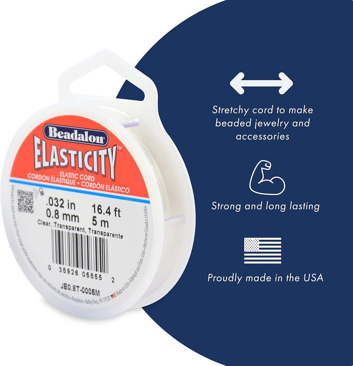 Beadalon Elastizität Elastisches Band, Gummi, Transparent, 1 mm/100 m, 100 1.0 mm/100 m Transparent,
