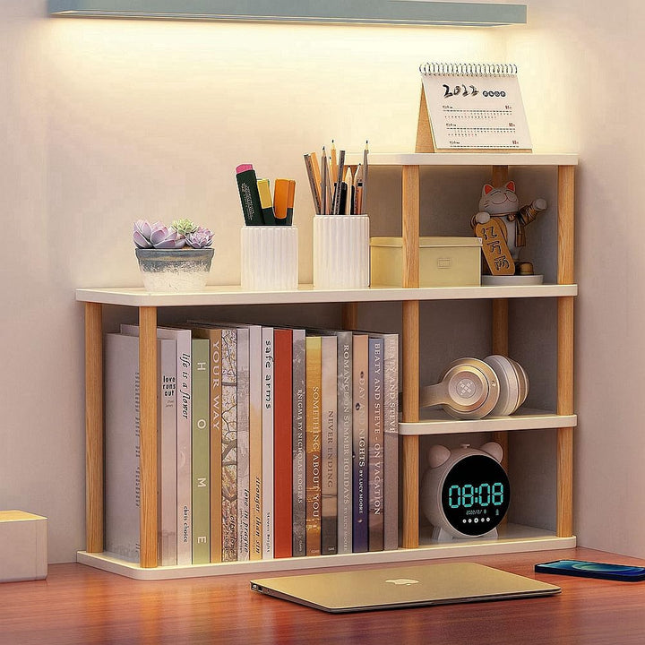 Desktop-mehrschichtiges Bücherregal-Speicherregal, grosse Kapazität Massivholz-Speicherwand auf dem
