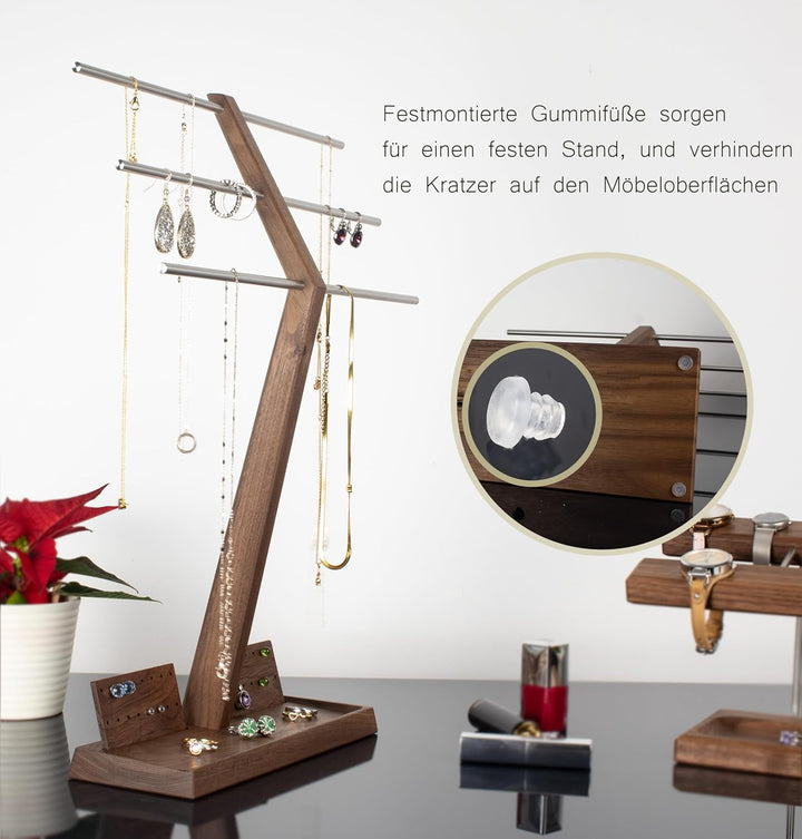 Wood and Steel Design – Schmuck Organizer für Ketten, Ringe, Ohrringe, Ketten, Halsketten und Armbän