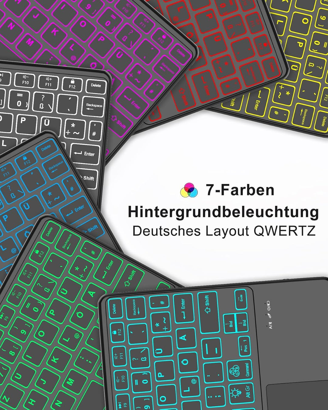 Hülle mit Tastatur für Samsung Galaxy Tab A9+ 11" (2023, SM-X210/X215/X216), Deutsch QWERTZ mit 7-Fa