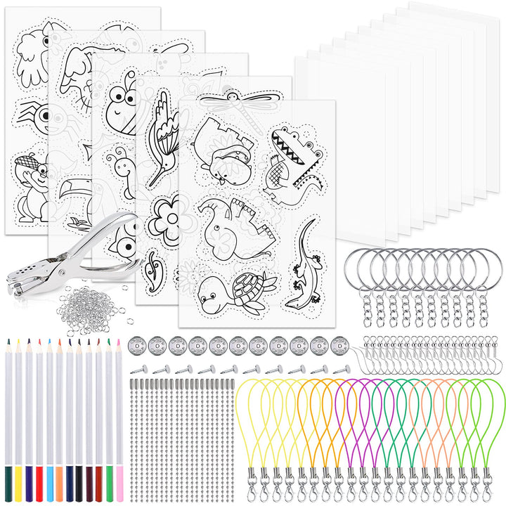 Faburo Schrumpffolie Set 218Pcs DIY Bastelset mit A4 Durchscheinend Schrumpffolienplatten A5 Färbung