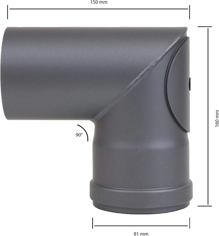 LANZZAS Pelletrohr Bogen 90° 1x abgewinkelt (Spitzwinkel) - Durchmesser 80 mm - Farbe: gussgrau - mi