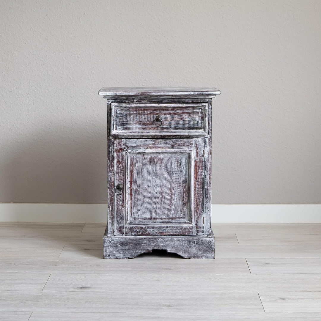 livasia Balinesischer Nachttisch – 45x30x60cm – Vintage Kommode, Wohnzimmer Kommode im Landhausstil