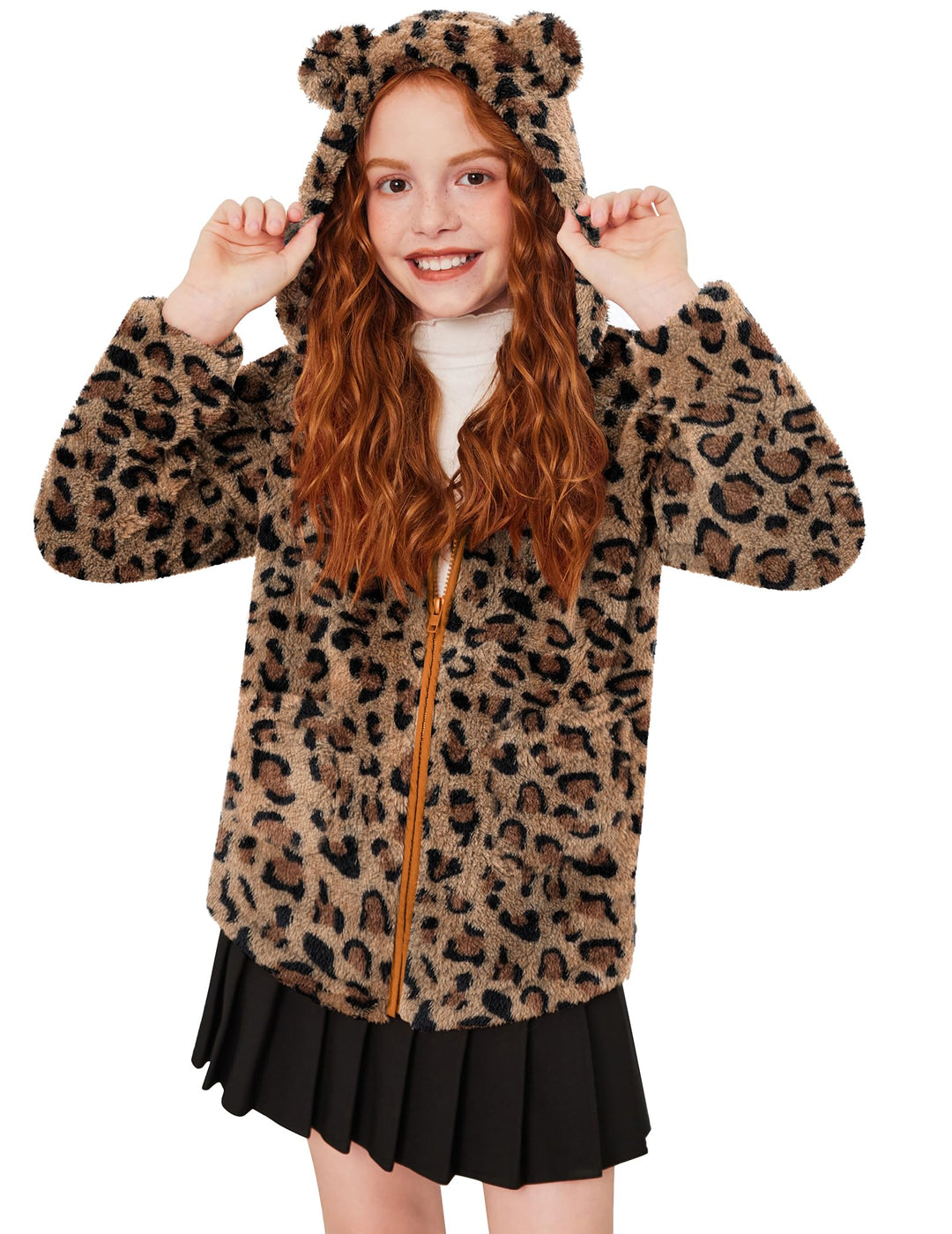 Arshiner Mädchen Fleece Kapuzenpullover mit Reissverschluss Winter Fleecejacke mit Tasche Kinder Lan
