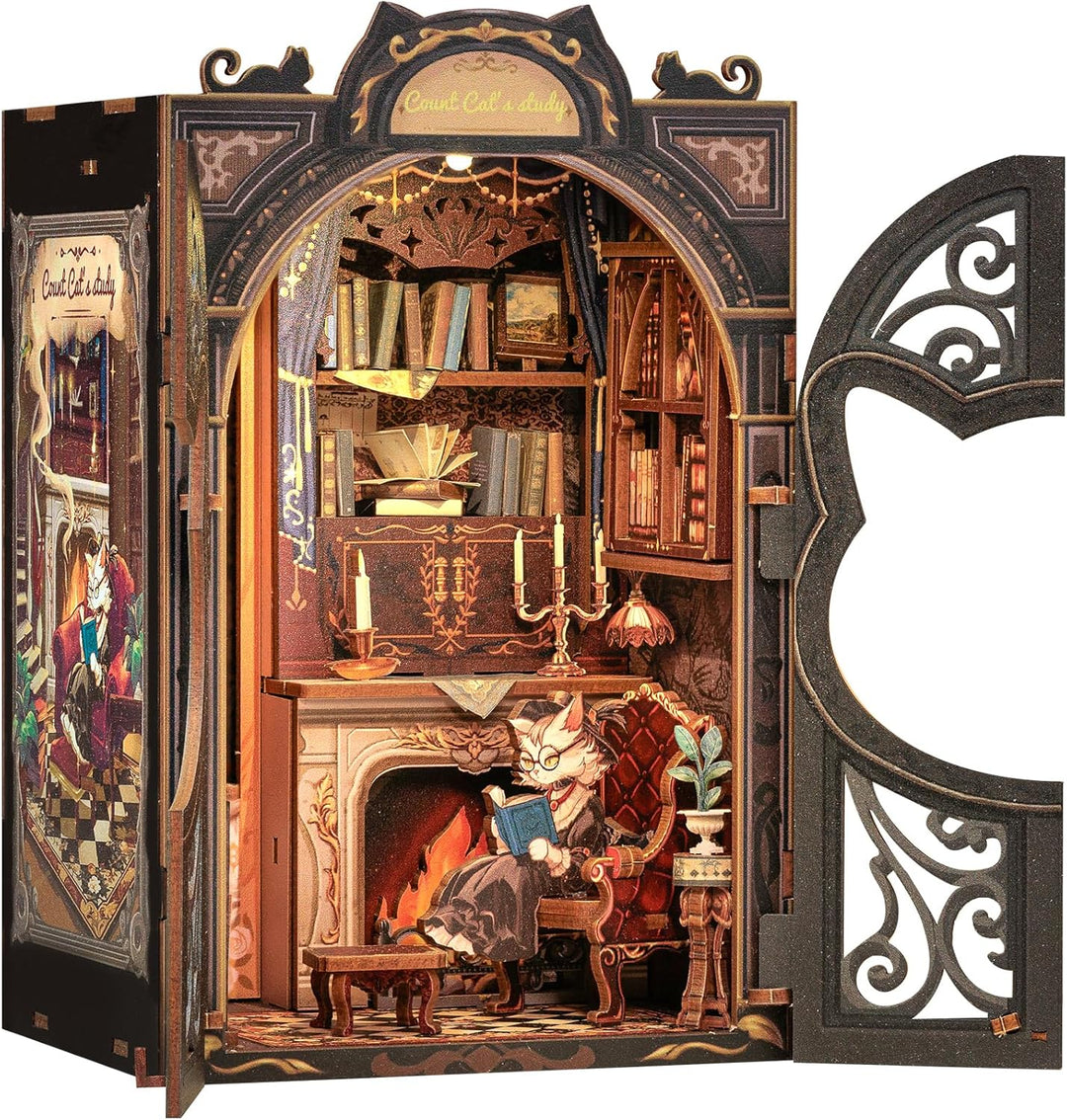 CUTEBEE Book Nook Kit - DIY Miniature House,Puppenhaus Miniatur Haus Selber Baue Bausatz mit Staubsc