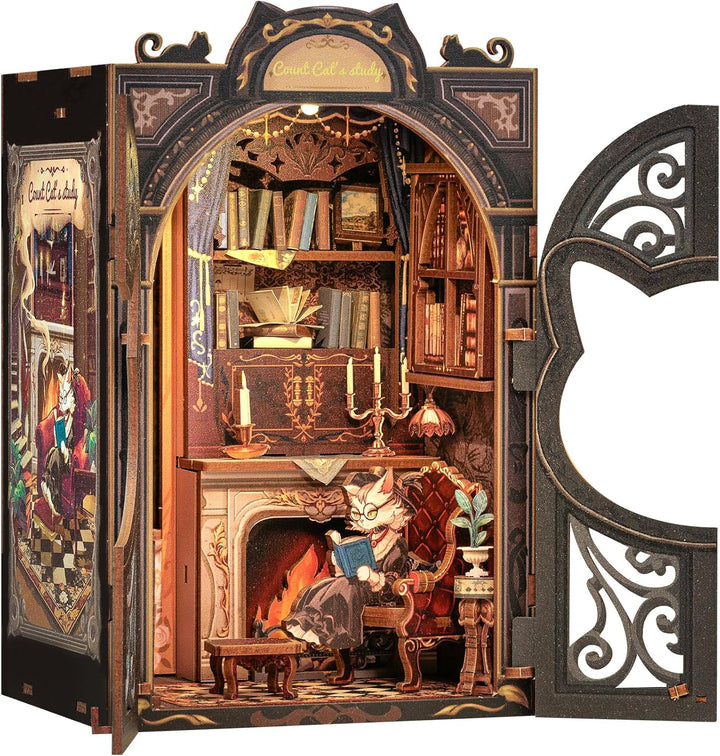 CUTEBEE Book Nook Kit - DIY Miniature House,Puppenhaus Miniatur Haus Selber Baue Bausatz mit Staubsc