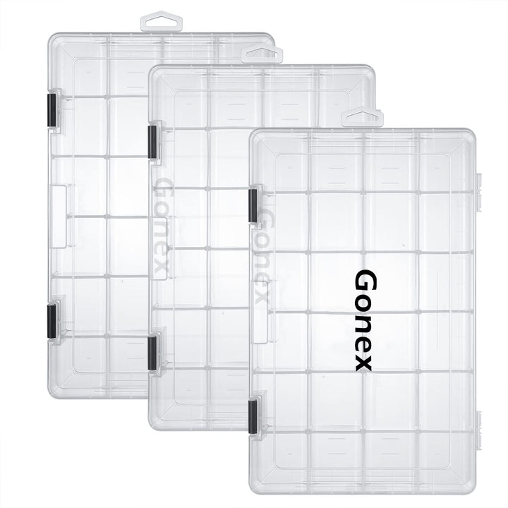Gonex Köderboxen Angeln, Tackle Boxes 3/4 Stück, Transparente Kunststoff Angelbox mit Verstellbaren