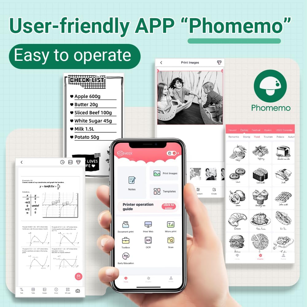 Phomemo M04S 300 DPI Mini Handy Sticker Thermodrucker – Tragbarer Bluetooth Drucker, 53/80/110 mm Dr