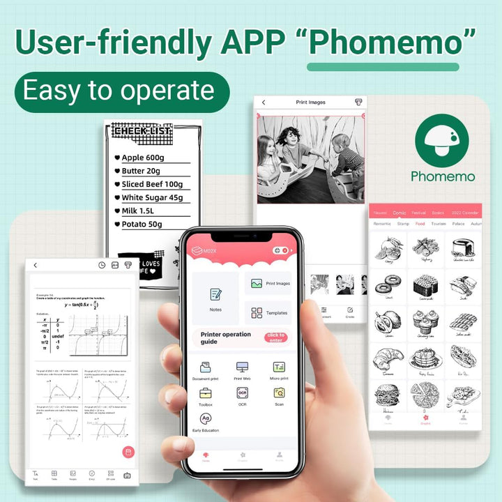 Phomemo M04S 300 DPI Mini Handy Sticker Thermodrucker – Tragbarer Bluetooth Drucker, 53/80/110 mm Dr