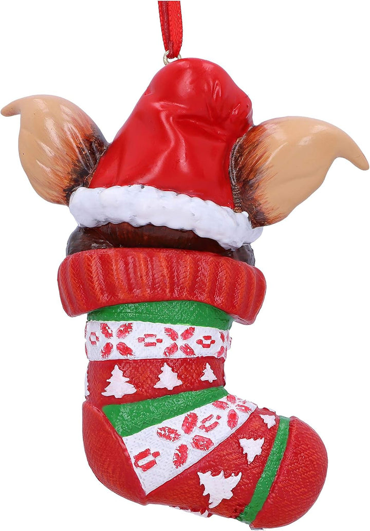 Nemesis Now Gremlins Gizmo im Strumpf zum Aufhängen, festlich, dekorativ, Weihnachten , rot, 12 cm,
