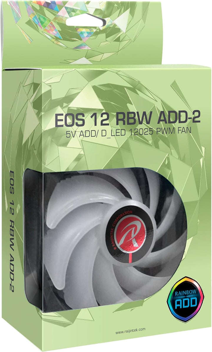 Raijintek EOS 12 RBW ADD Lüfter, 2er-Set inkl. Controller, Schwarz, 120 mm