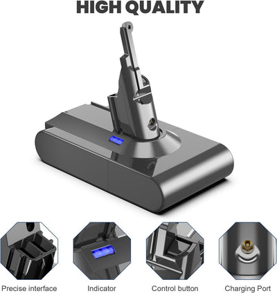 Batterie für Dyson V8 SV10,21,6V 6.0ah SV10 Ersatzakku, Akku für Dyson V8 Serie kabelloser Staubsaug