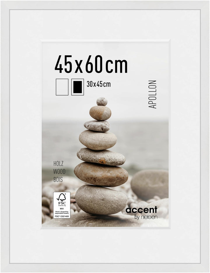 accent by nielsen Holz Bilderrahmen Apollon, 45x60 cm, Weiss 45 x 60 cm Weiss, 45 x 60 cm Weiss