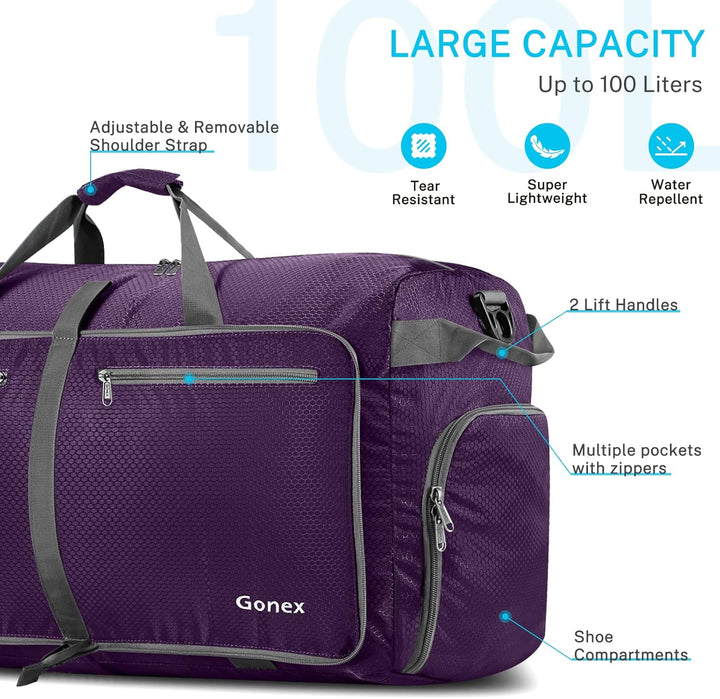 Gonex Faltbares Reisegepäck Leicht 40/60/80/100/150L Grosse Reisetasche Sporttasche für Reise Gym Ur