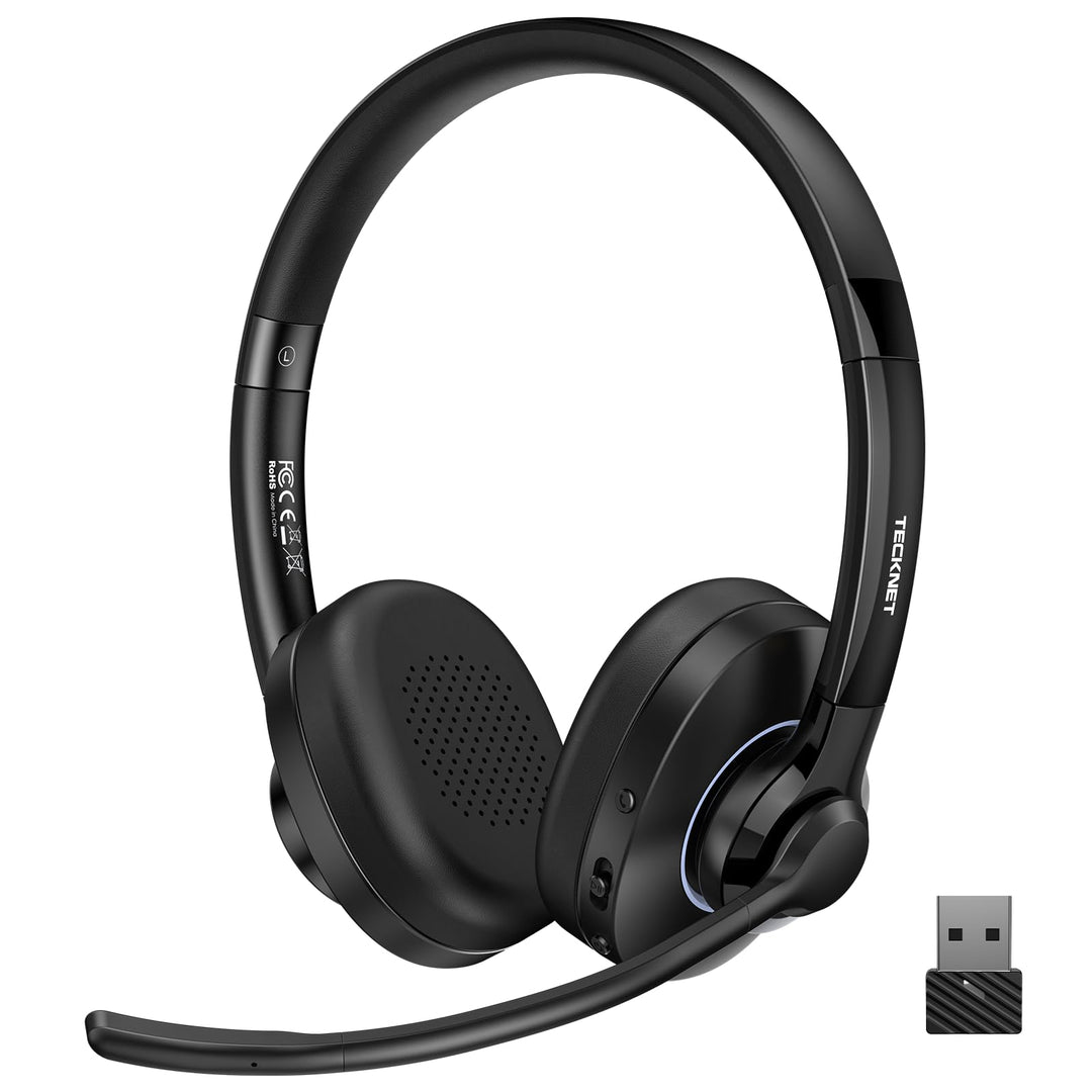 TECKNET V5.2 Bluetooth Headset mit Mikrofon, Wireless Headset mit Noise Cancelling
