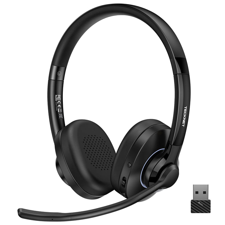 TECKNET V5.2 Bluetooth Headset mit Mikrofon, Wireless Headset mit Noise Cancelling