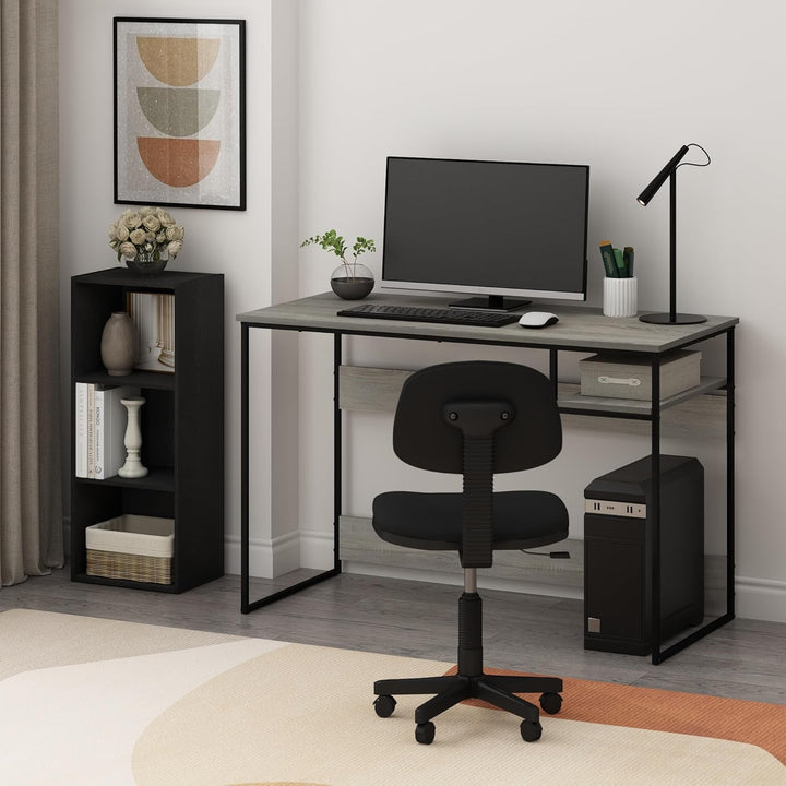 Furinno Pasir Bücherregal, offen, 3 Ebenen, Schwarzholz Schwarzholz 3-Tier Cube Regal, Schwarzholz 3