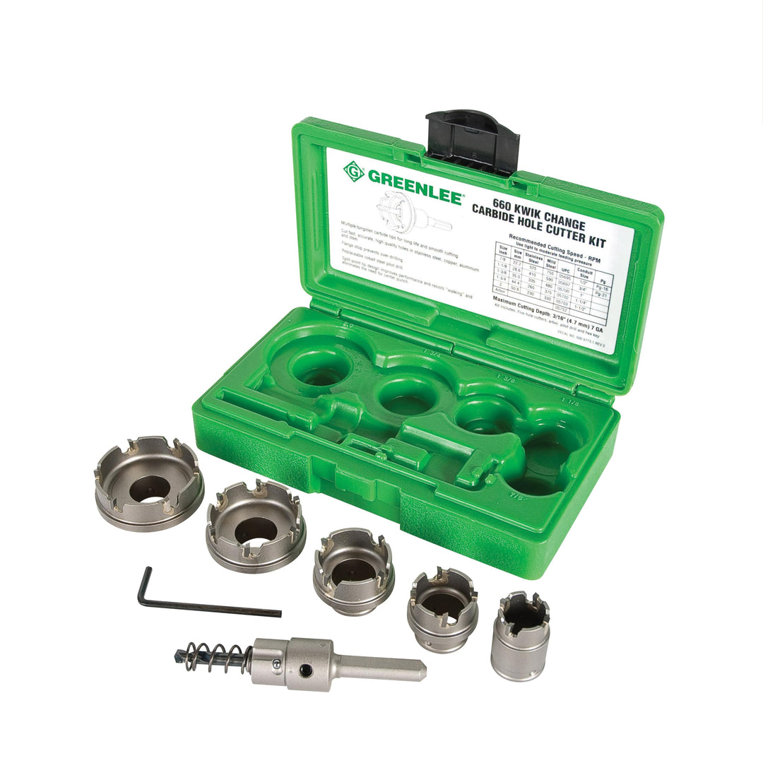 Greenlee - Hartmetall, Schnellwechsel, 6 Stück, Lochherstellung (660). 7-Piece, 7-Piece