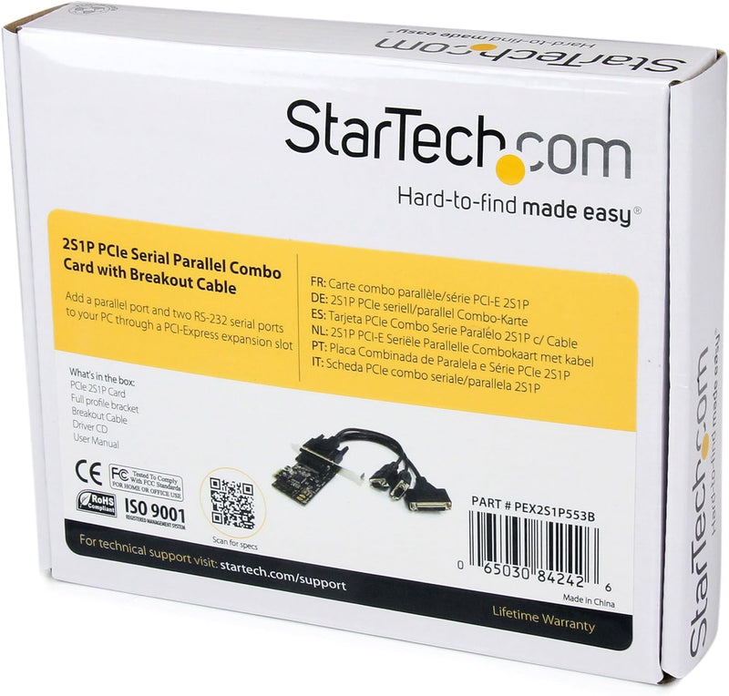 StarTech.com 2S1P PCI Express Schnittstellenkarte - PCIe 2x Seriell DB9 / 1x Parallel DB25 Karte mit