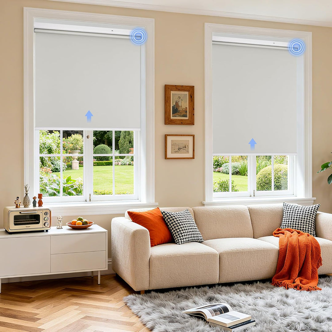 Grandekor Elektrische Rollos 100x100cm (Stoffreite 97cm) Wiederaufladbar | Elektrisches Verdunklungs
