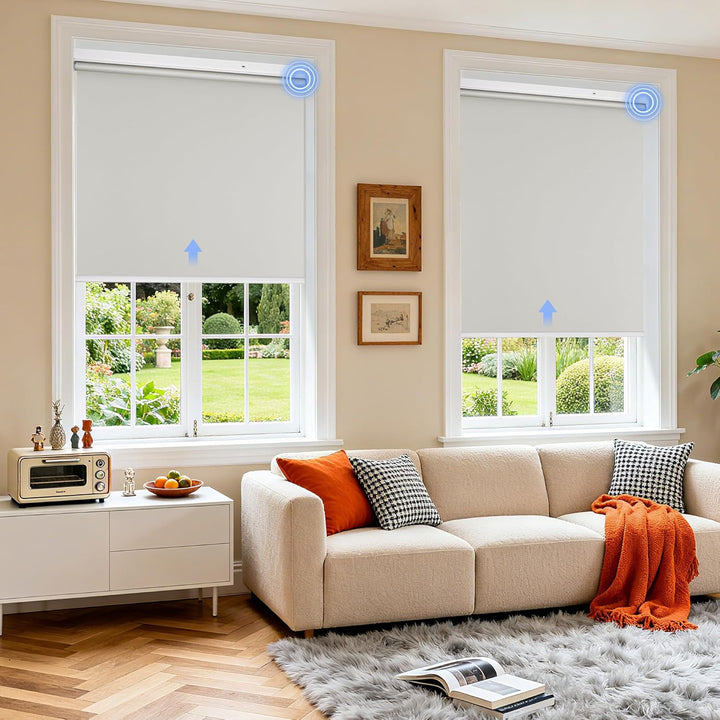 Grandekor Elektrische Rollos 100x100cm (Stoffreite 97cm) Wiederaufladbar | Elektrisches Verdunklungs