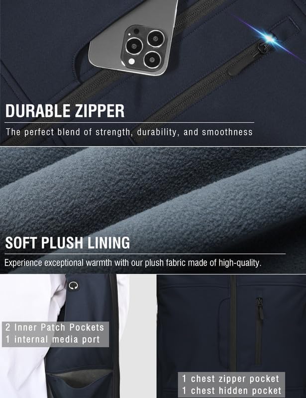 Leichte Softshell Weste für Herren, Bodywarmer Fleece Weste Full Zipp Softshellweste, Weste Herren O