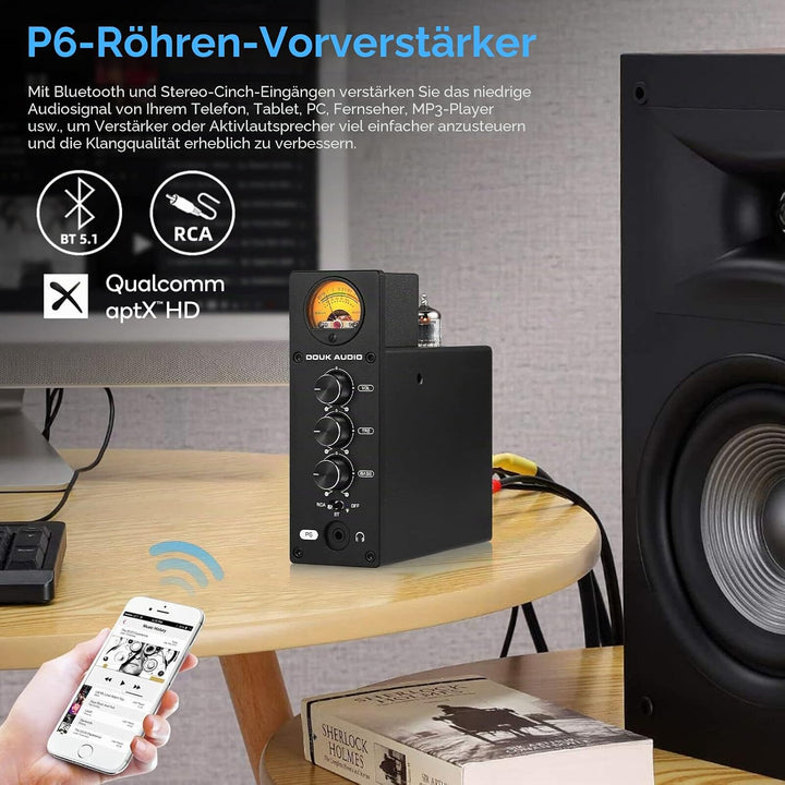 Douk Audio P6 HiFi Bluetooth Röhrenvorverstärker Stereo Audio Verstärker Kopfhörer Verstärker Tube P